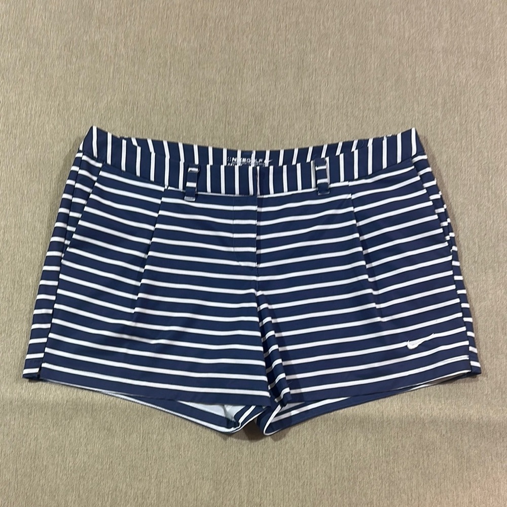 Nike Navy and White Striped Athletic Shorts